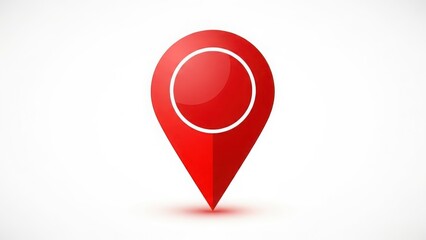 Red map pin icon on white background