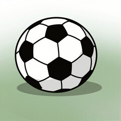 Fototapeta premium Cartoon soccer ball with bold black-and-white panels on a soft green gradient background