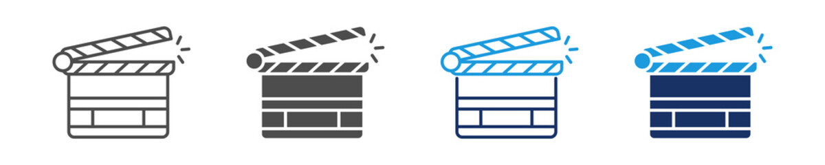 clapperboard icon set multiple concept