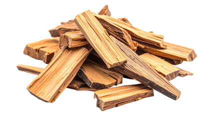 A pile of natural dry wood chips with visible organic textures and grain.