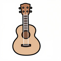 Obraz premium Minimalist cartoon ukulele icon with bold outlines on a white background