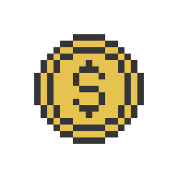 dollar coin pixel art retro