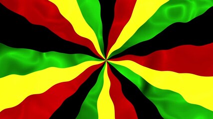 Rasta sunburst waving abstract background loop animation