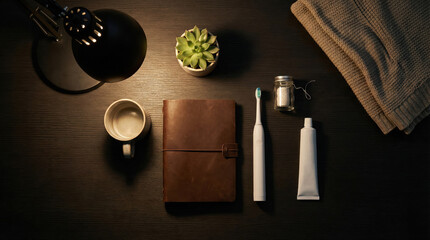 Minimalist Lifestyle Items on a Wooden Surface
