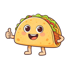 Cute taco character giving thumbs up isolated on transparent background