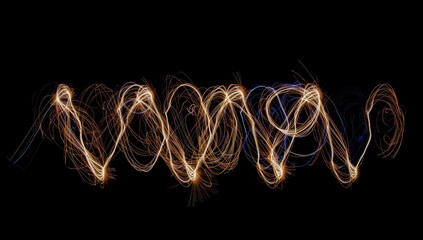Light painting creates streaks on a dark backdrop