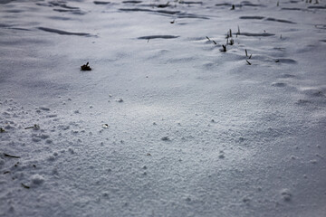 zima, śnieg, puch, biel, lód, mróz, kryształki, biało, ślady, © Estera