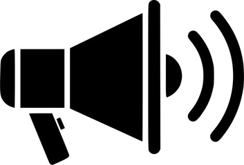 Loudspeaker / Megaphone icon with sound waves - black outlined vector graphic
