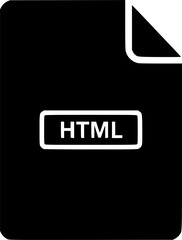 Black file/document icon with HTML label &ndash; minimalist flat vector graphic
