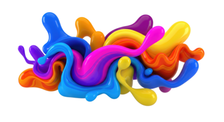 Energetic liquid burst of vibrant colors on a stark black backdrop creates a dynamic