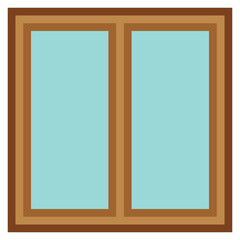 Two glass windows with pixel art