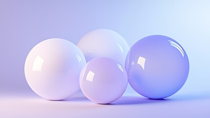 Spherical Harmony: A quartet of translucent orbs, ranging in size, reflect a serene gradient of colors, creating a balanced and visually captivating composition.