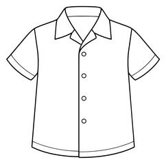 Line art illustration of a short sleeve shirt depicting a blank template for apparel design