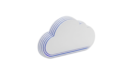 Layered White Cloud Icon with Blue Accent