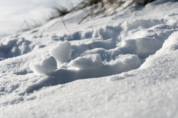 Obraz premium zima, śnieg, puch, biel, lód, mróz, kryształki, biało, ślady,