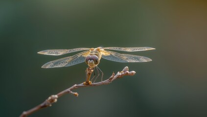 Lovely afternoon, dragonfly resting with delicate yet powerful wings