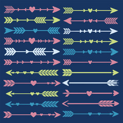 Cute Heart Arrow Set in Pastel Colors | Romantic Decorative Arrows