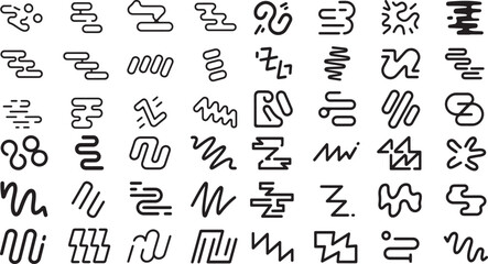 Collection of various abstract line art shapes and symbols for design and decoration