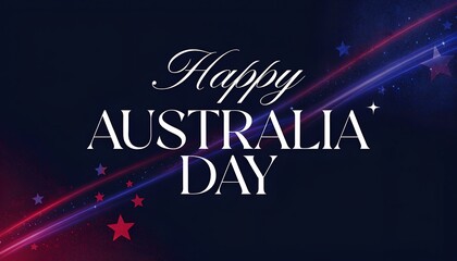Elegant graphic design wishing everyone a happy australia day with abstract patriotic light streaks and stars