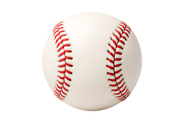 Classic White Baseball with Red Stitching Isolated on Transparent Background