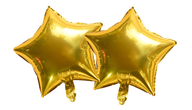 Dupla de bal&otilde;es metalizados dourados de estrela, Estrelas para decora&ccedil;&atilde;o de comemora&ccedil;&atilde;o e festa
