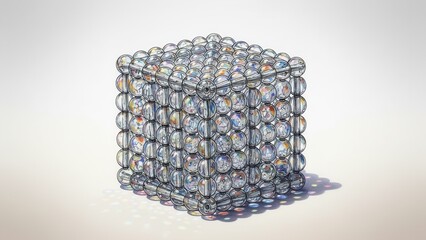 Obraz premium Intricate three-dimensional crystal lattice structure of interconnected clear spherical elements