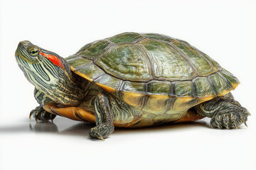 Obraz premium Pet turtle red-eared slider(Trachemys scripta elegans) isolated on white background 