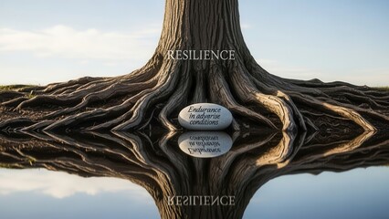 Tree Roots and Stone with Resilience Message