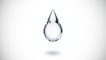 Fototapeta premium Crystal clear water droplet suspended in pristine white environment showcasing purity and form
