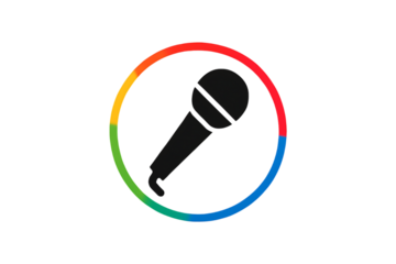 Colorful Microphone Symbol for Media and Audio Apps Isolated on Transparent Background