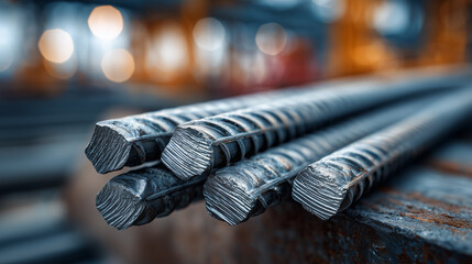 High quality steel reinforcement bars stacked at construction site for building foundation and infrastructure projects