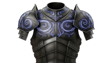 Black Fantasy Armor Chest Plate with Glowing Blue Swirl Patterns
