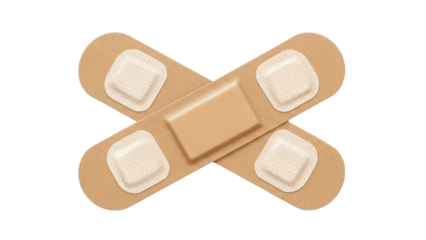 Crossed Beige Adhesive Bandages Isolated on White