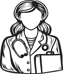 Cartoon vector illustration of a business woman person with a folder and briefcase in a vintage pin up fashion art sketch style