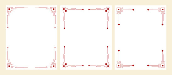 	
Happy Chinese new year 2026 , modern design set in red, gold and white colors , Year of the horse zodiac , Asia oriental traditional ornament, frame and border ,
