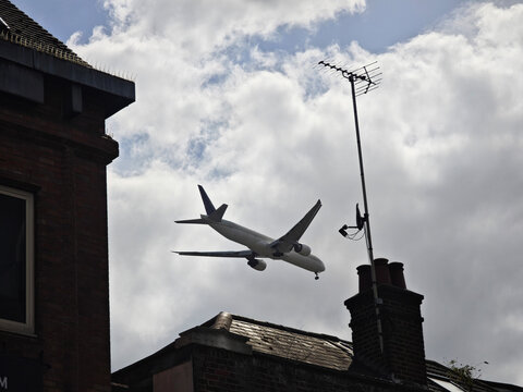 Airliner landing over Hounslow, London