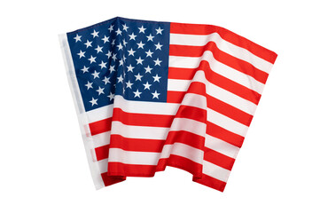 United states flag USA fabric showing stars and stripes, creating ample copy space for patriotic design isolated on transparent background