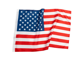 United states flag USA fabric showing stars and stripes, creating ample copy space for patriotic design transparent on background isolated
