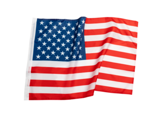 United states flag USA fabric showing stars and stripes, creating ample copy space for patriotic design transparent on background isolated