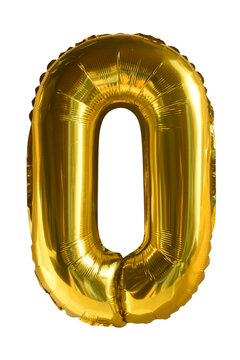 Bal&atilde;o metalizado dourado n&uacute;mero zero, decora&ccedil;&atilde;o de festa inflado 0