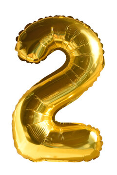 Bal&atilde;o metalizado dourado n&uacute;mero dois, decora&ccedil;&atilde;o de festa inflado 2