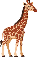 Obraz premium Cute giraffe cartoon illustration, African wildlife safari animal character, kids education design, isolated white background vector art flat style drawing