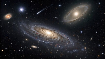 Spiral galaxies and cosmic phenomena in deep space