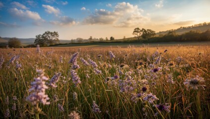 Lovely rural area featuring buckwheat blooms