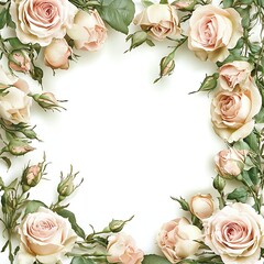 Floral Frame of Soft Blossoms: Delicate pink roses gracefully adorn a frame, creating a captivating display of natural beauty and elegance. 