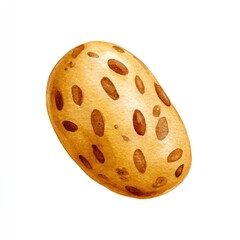 Fototapeta premium Watercolor illustration of russet potato with brown spots on white background