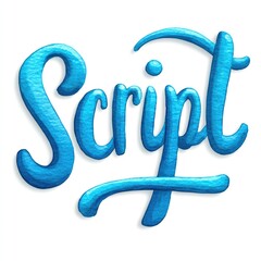 Obraz premium Blue script text in 3d with textured design on white background