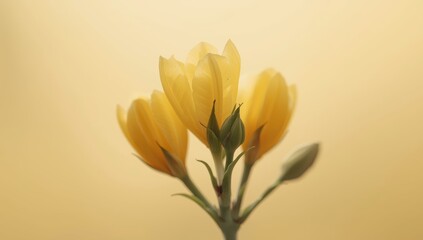 Lovely yellow blossoms are still unbloomed