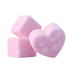 Pink Heart and Square Frozen Smoothie Cubes on a Transparent Background