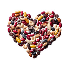Heart shaped Assortment of Healthy Trail Mix Ingredients on Black